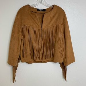 Fair Child Sz Large Faux Suede Fringe Jacket